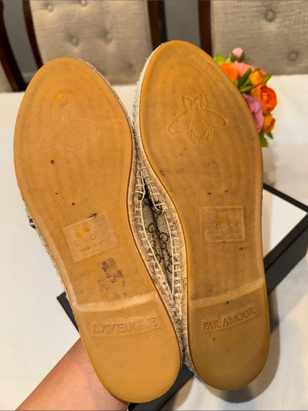Authentic Gucci GG Supreme Bee Espadrilles